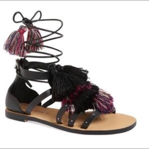 Rebecca Minkoff Elisha Tassel Laceup flat Sandal 7